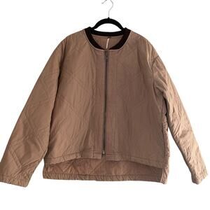 Free People Women's Aviator Bomber Diamond Quilted Jacket Size S